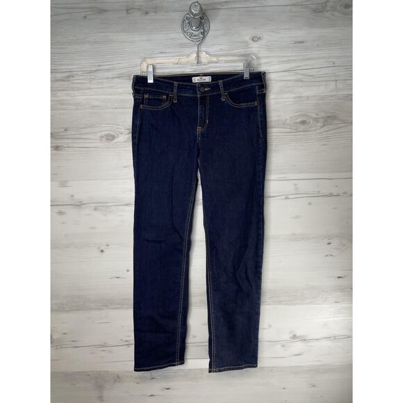 Hollister Jeans Womens 9S 29x30 Dark Wash Stretch Denim Straight Leg Classic - Picture 1 of 13